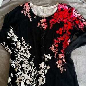 White House Black Market Floral Cartigan